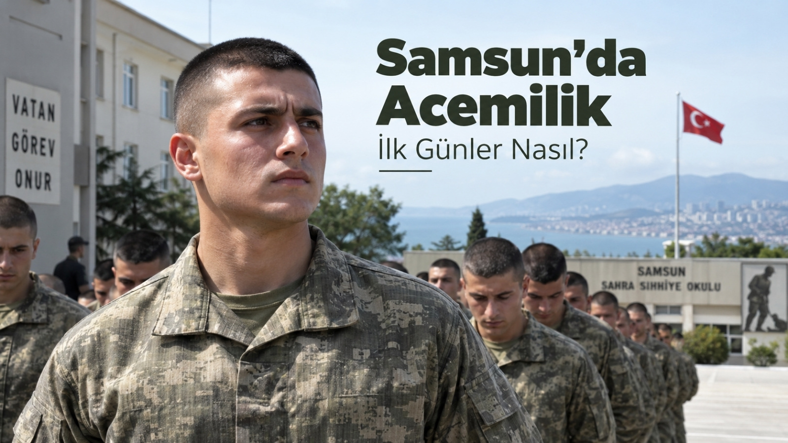 Samsun’daki askerî eğitim ortamında acemilik dönemine başlayan ve yeni düzene uyum sağlamaya çalışan Türk askerî personel