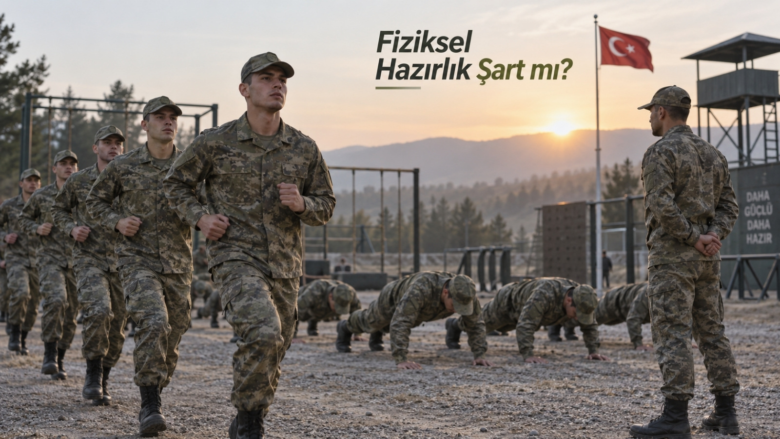 Acemilikte günlük fiziksel tempoya uyum sağlamaya çalışan ve eğitim düzenine katılan Türk asker adaylarını gösteren editoryal görsel