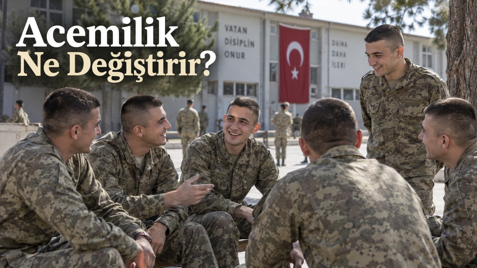 Acemilik döneminde farklı insanlarla ortak yaşam ve zorlu koşullara uyum sürecini deneyimleyen Türk asker adaylarını temsil eden editoryal görsel