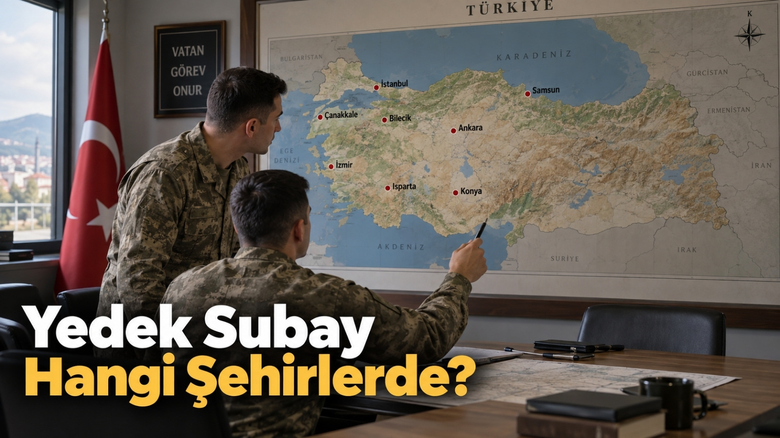 Türkiye genelindeki yedek subay eğitim yerleri ve farklı sınıflara ait eğitim birliklerinin şehir bazındaki dağılımını temsil eden editoryal görsel