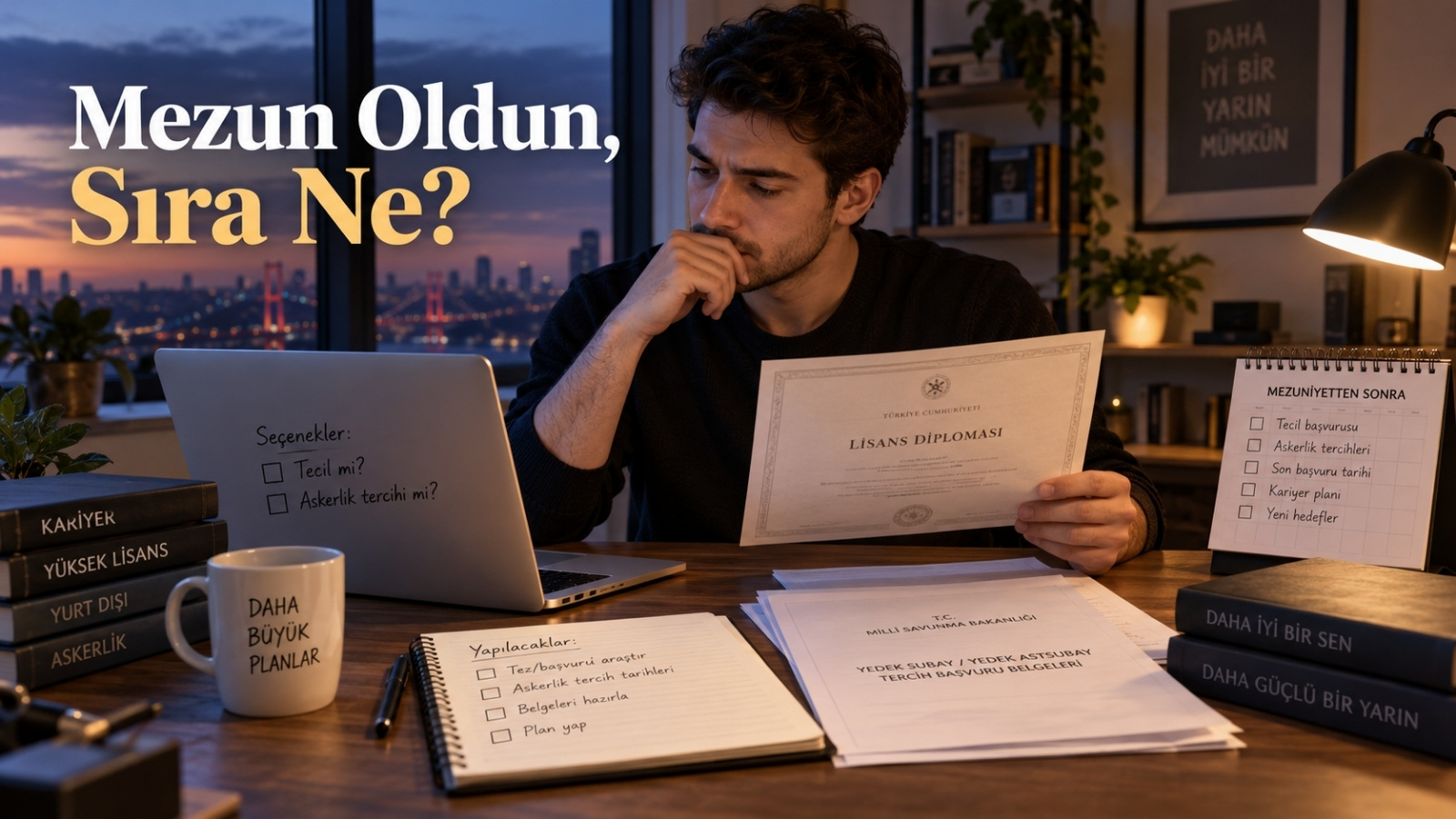 Üniversite mezuniyeti sonrasında askerlik tecili ile yedek subay ve yedek astsubay hizmet tercihlerini bilgisayar üzerinden inceleyen yükümlü