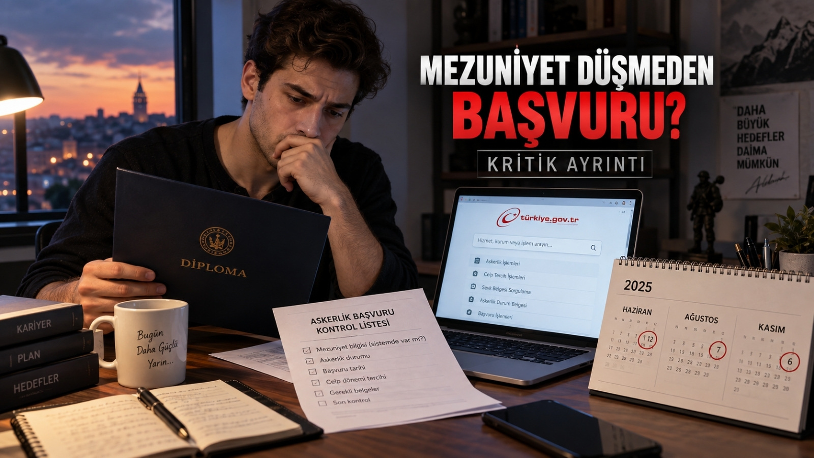 Üniversite mezuniyet bilgisini ve askerlik başvuru takvimini e-Devlet üzerinden kontrol eden yedek subay aday adayı