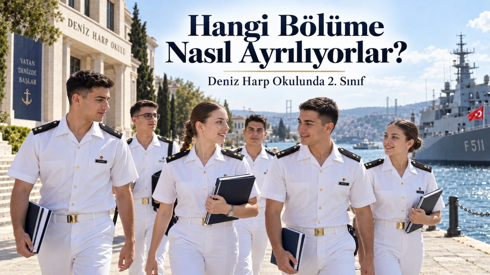 Deniz Harp Okulunda birinci sınıf ortak eğitimin ardından lisans programlarına ayrılan kadın ve erkek Harbiyeliler