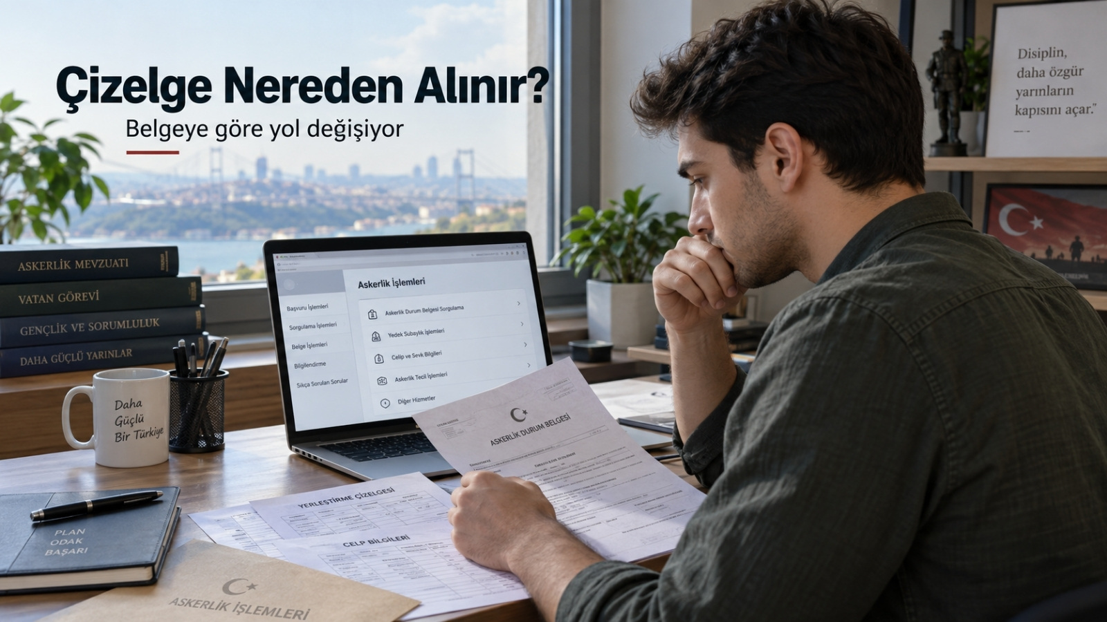 Yedek subaylık hizmetine ilişkin askerlik durum belgesi, hizmet durum çizelgesi ve diğer resmî evrakları inceleyen kişi