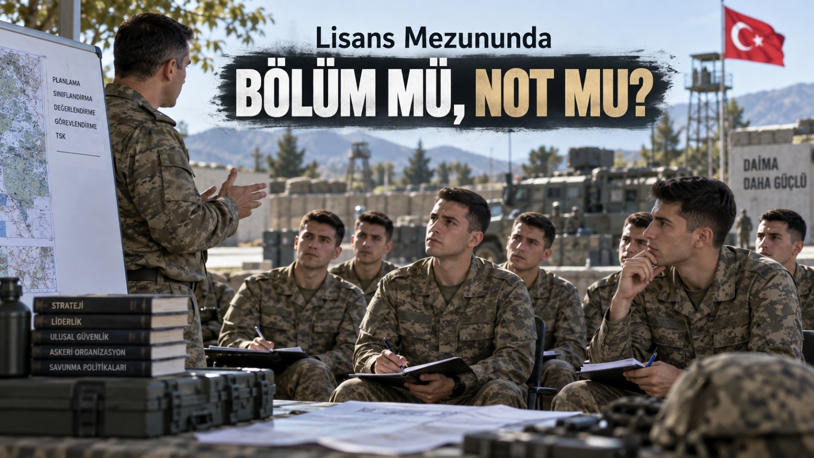 Yedek subay ve yedek astsubay sınıflandırmasında üniversite bölümü, mezuniyet notu ve TSK personel ihtiyacının birlikte değerlendirilmesini temsil eden erkek asker adayları.