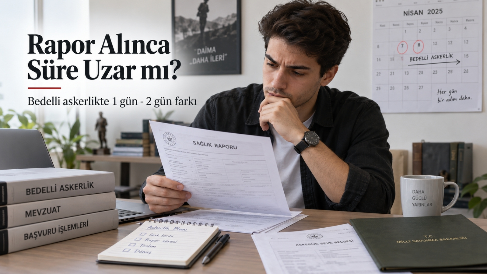 Bedelli askerlik sırasında alınan sağlık raporunun terhis süresine etkisini takvim ve sağlık belgesi üzerinden inceleyen yükümlü