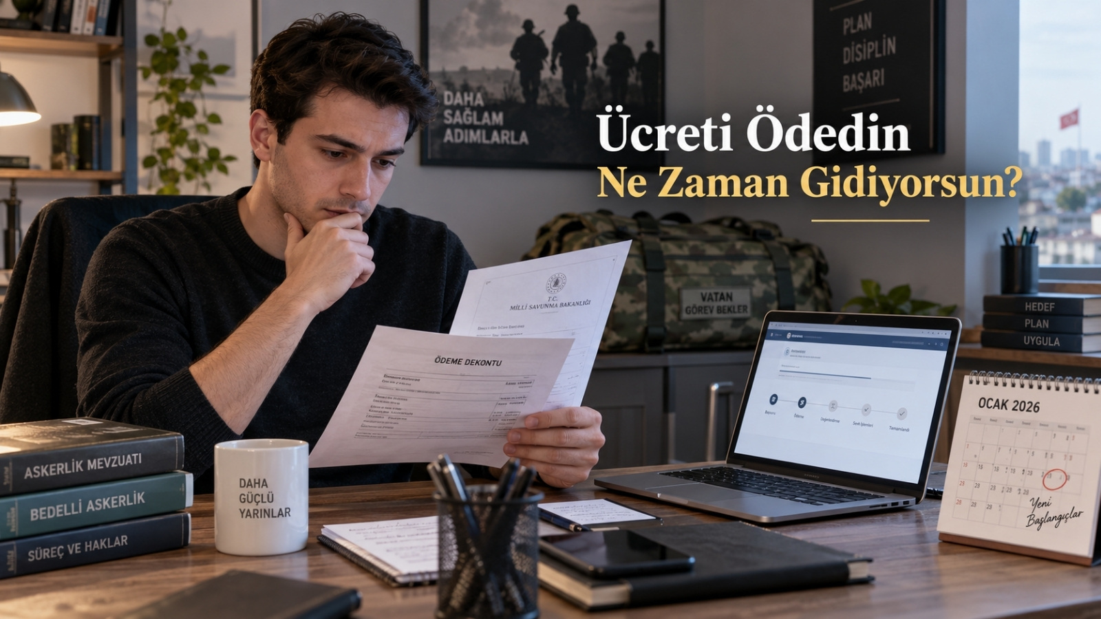 Bedelli askerlik ücretini ödedikten sonra celp ve sevk tarihlerini e-Devlet üzerinden kontrol eden askerlik yükümlüsü