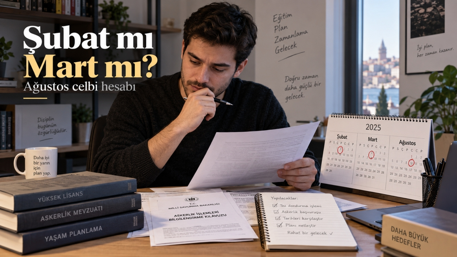 Yüksek lisansını dondurduktan sonra askerlik tecil ve celp tarihlerini karşılaştırarak Ağustos dönemini hedefleyen üniversite mezunu aday