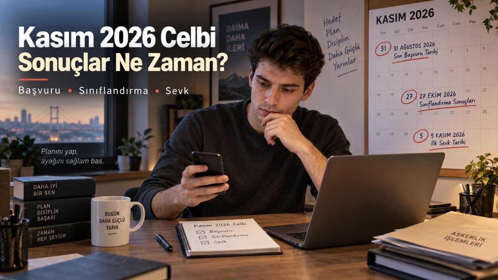 Kasım 2026 celbi için sınıflandırma sonucu, başvuru ve sevk tarihlerini takip eden asker adayı.