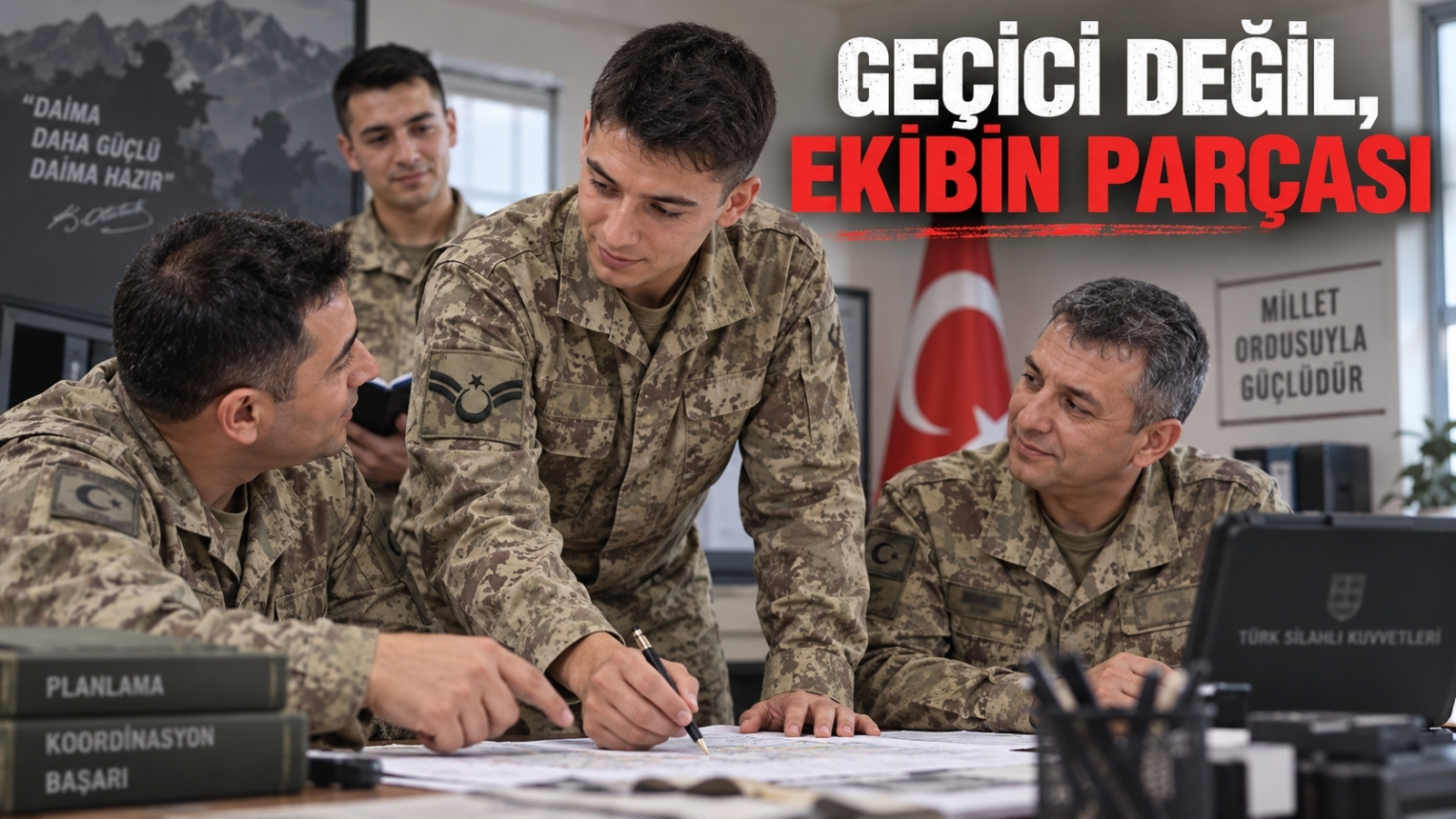 Görev yerinde muvazzaf personelle birlikte çalışan ve ekibin parçası olan yedek astsubay.