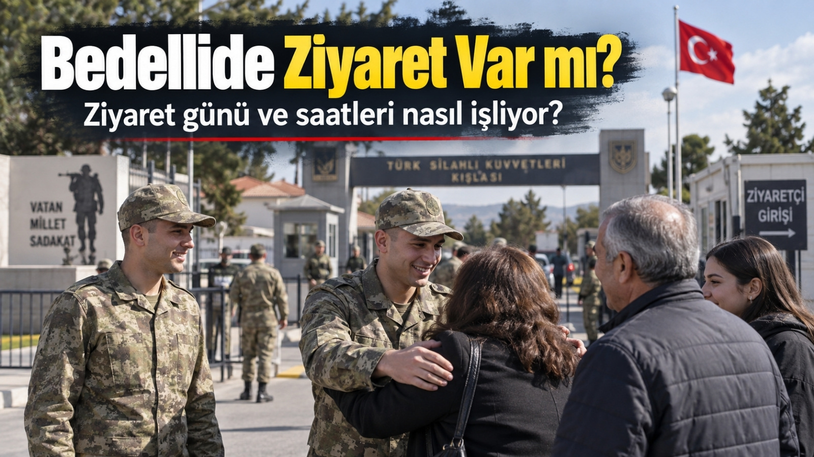 Bedelli askerlikte ziyaret günü kapsamında ailesiyle görüşen rütbesiz asker ve kışla ziyaret alanı.