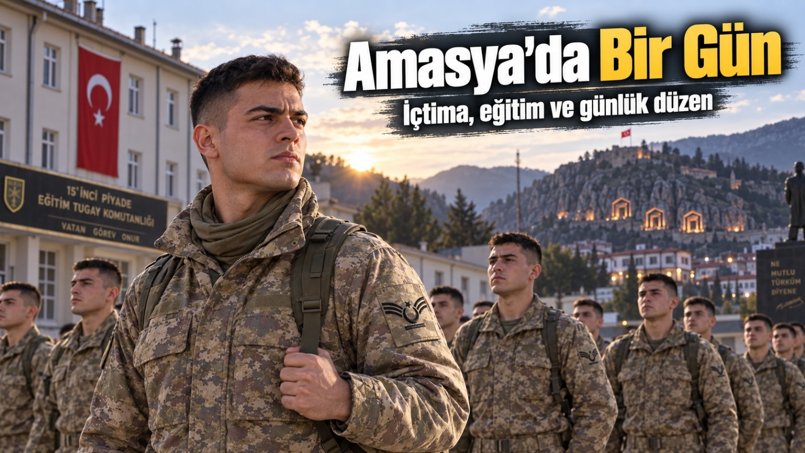 Amasya 15’inci Piyade Eğitim Tugayında sabah içtimasına hazırlanan yedek astsubay adayları ve birlik ortamı.