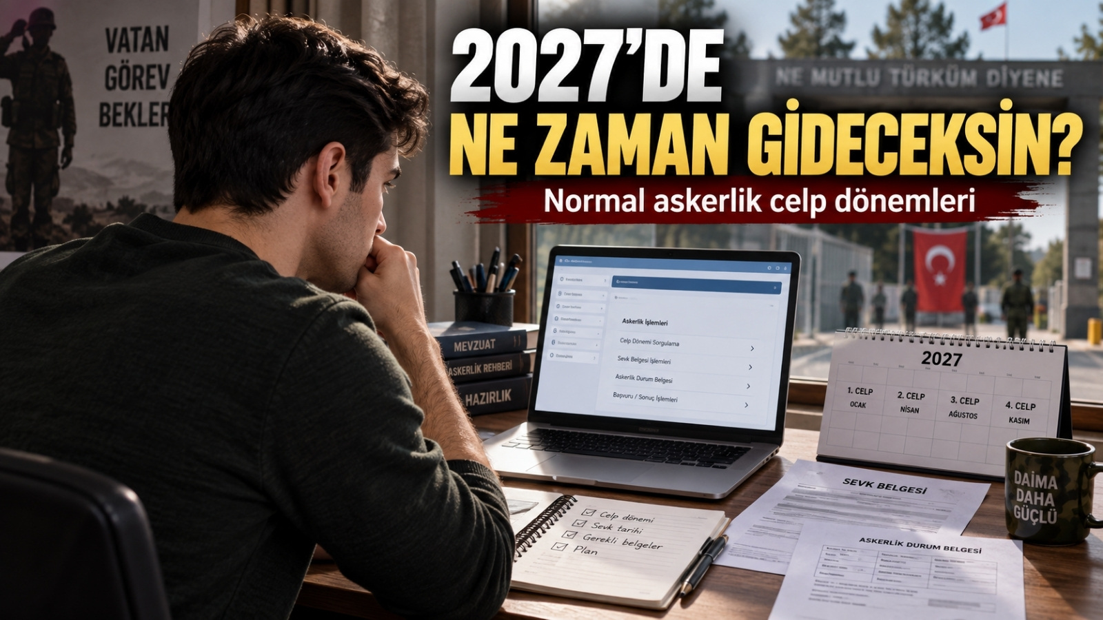 2027 normal askerlik celp dönemlerini ve askere gidiş zamanını araştıran genç yükümlü.