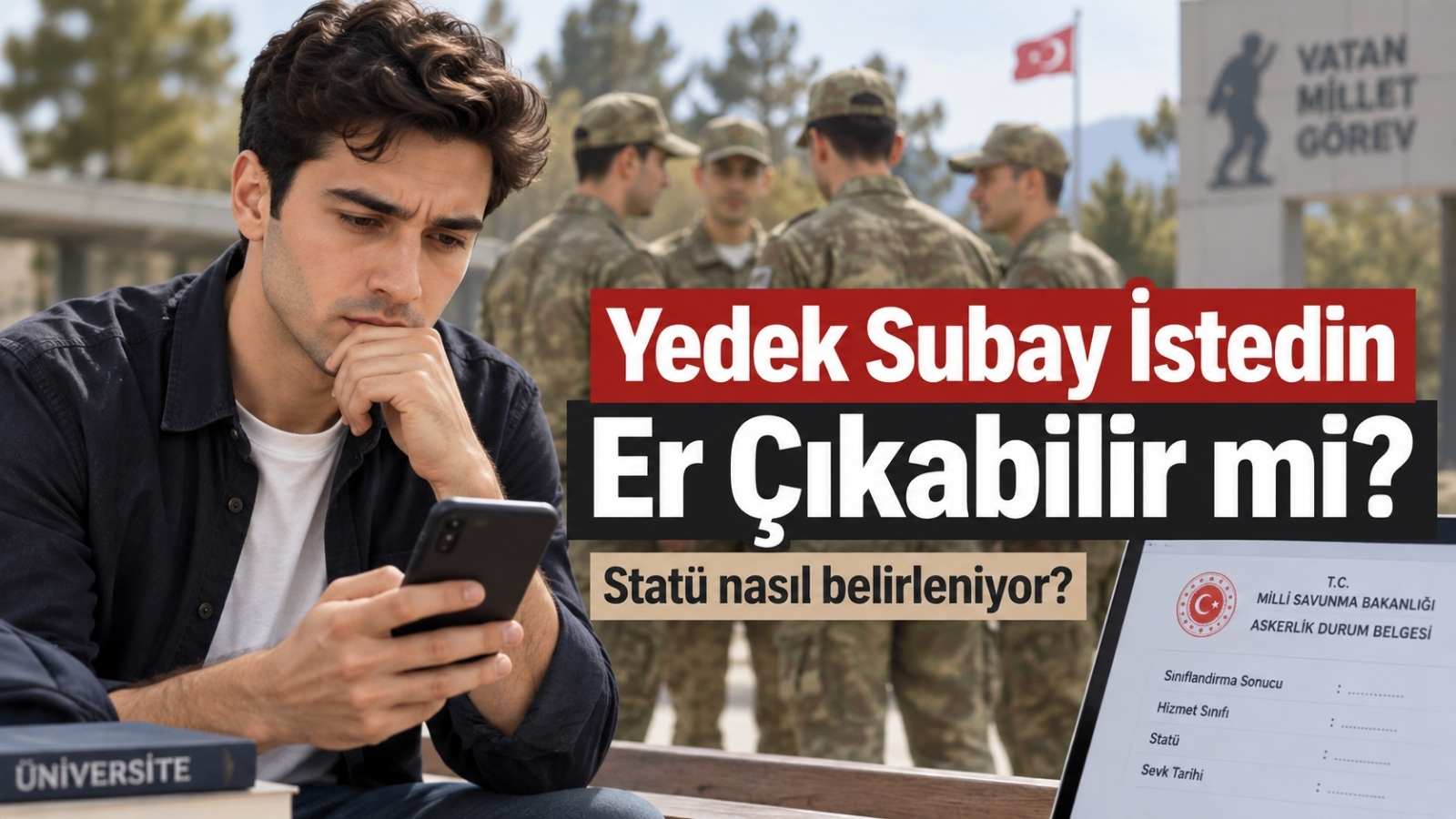 Yedek subay tercihi sonrası er statüsünde sınıflandırılıp sınıflandırılmayacağını kontrol eden lisans mezunu asker adayı.