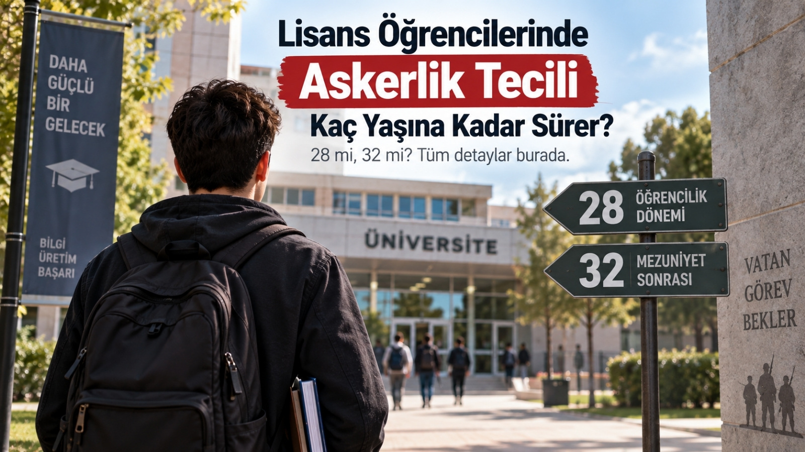 Üniversite kampüsünde 28 ve 32 yaş sınırları arasındaki farkı düşünen lisans öğrencisi.